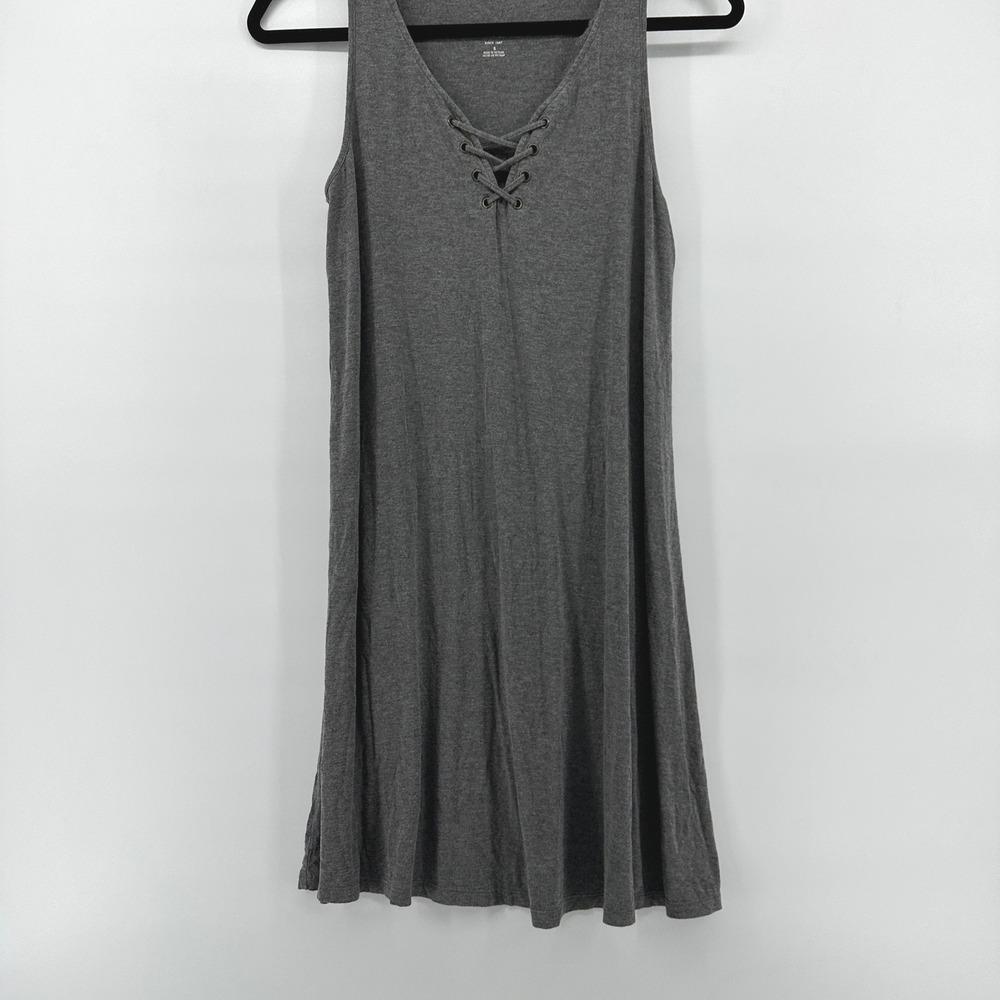 Mossimo Supply Co Womens Gray Lace Up V-Neck Sleeveless Mini Dress Size S